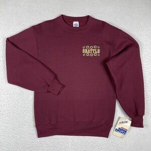 Seattle Sweatshirt‎ Womens Small Red Vintage Jerzees Sunflowers Pullover VTG NWT